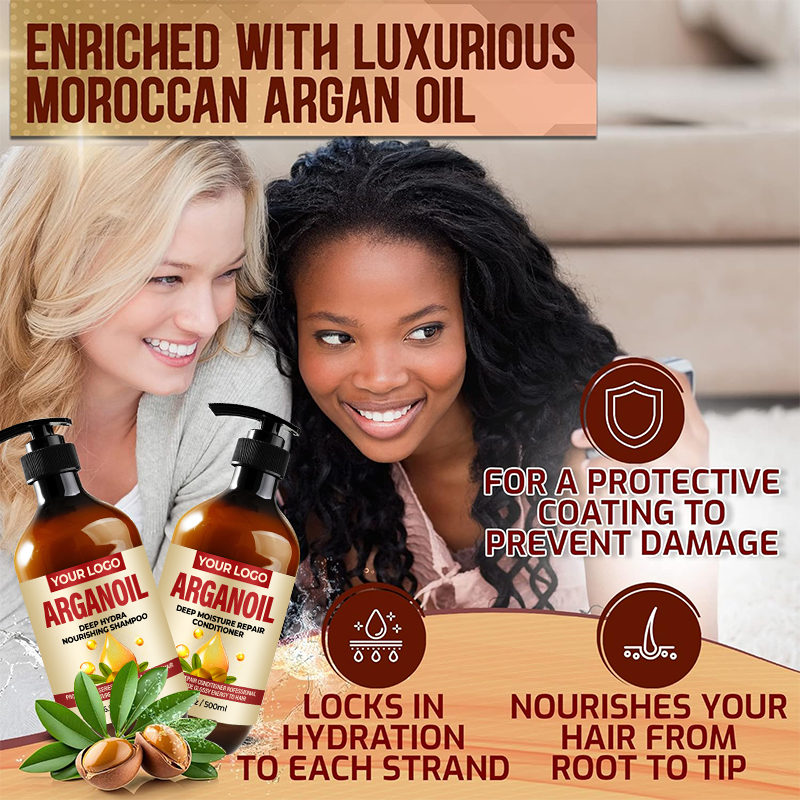 Natural Vegan Herbal Argan Oil Shampoo Conditioner Liquid Refreshing Anti-Frizz Hair Treatment Unisex Concentrated Formula(pic1)