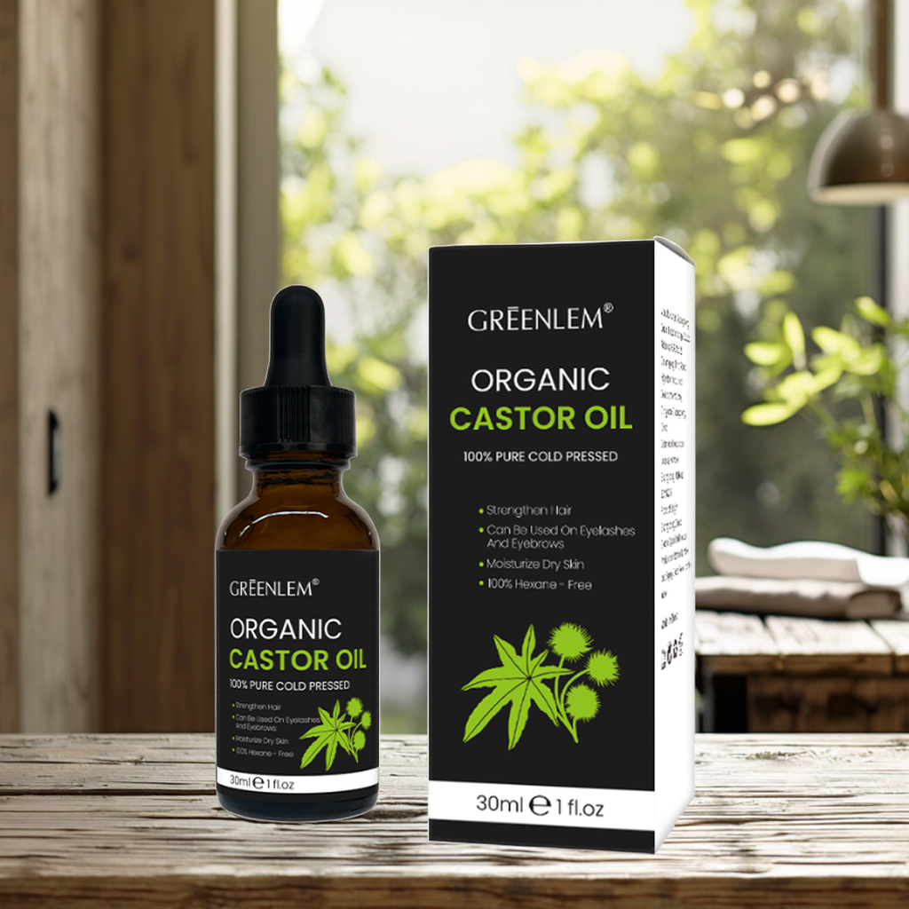 100% Pure Organic Cold Pressed Castor Oil Private Label 100% Natural Pure Essential Oil 30ml for Hair Skin Eyebrows Growth(pic2)