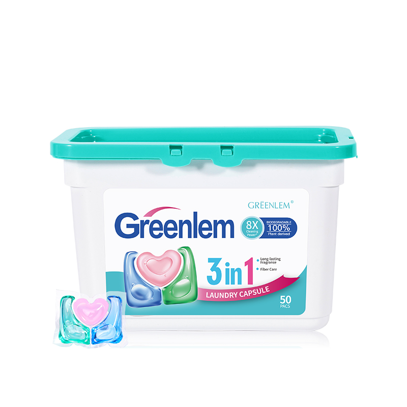 Eco-Friendly 3-in-1 Laundry Detergent Pods (Red/Blue/Green) | Stain Removal & Color Protection | Green Fruit Scent(pic1)