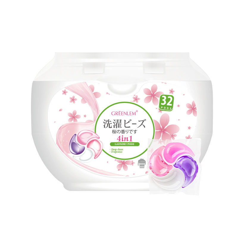 Natural 4 in 1 Cherry Blossom Laundry CapsulesWashing Pods Private Label Soap Liquid DetergentBox Pack(pic7)