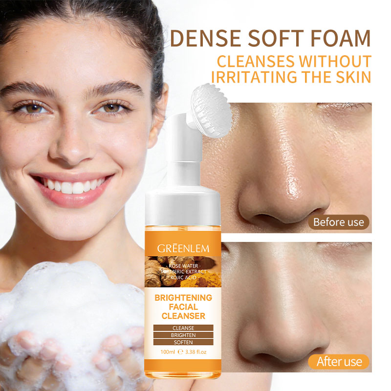 GreenLem 2026 New Arrival Turmeric Facial Cleanser Foam Cleansing Brush Deep Cleansing Moisturizing Oil Control(pic4)