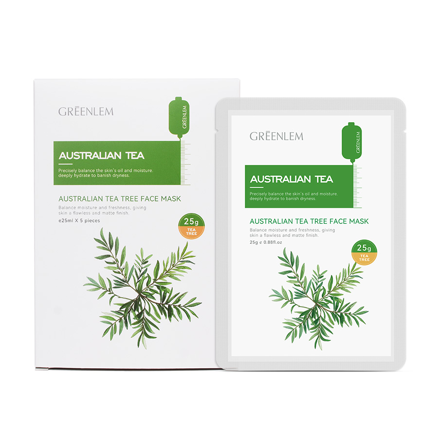 GreenLem Tea Tree Sheet Facial for Blackheads and Brightening Organic Face Peel Sachet Fragrance Free All Skin Types(pic1)