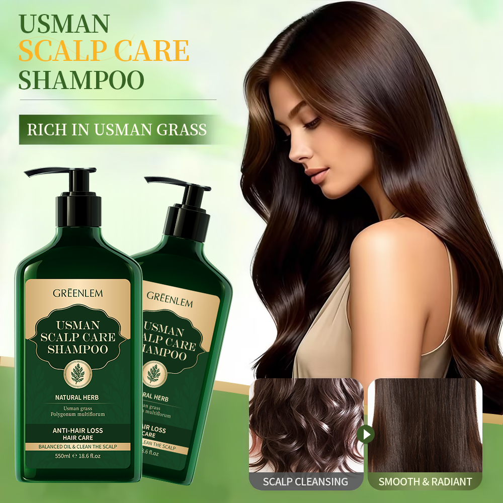 GreenLem Nourishing Herbal Hair Growth Shampoo Anti-Frizz for Usman Grass Strengthening Repair Damaged Hair Concentrated(pic1)